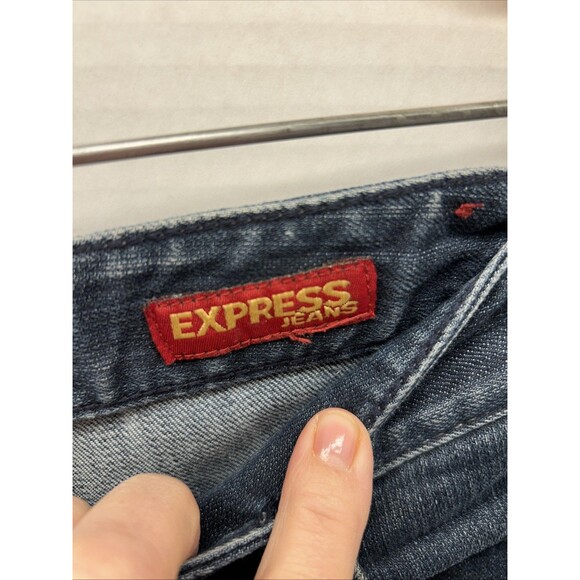 Express Stella Bootcut Jeans Women Sz 4 L Mid Rise Blue Stretch Dark Wash - Picture 6 of 12